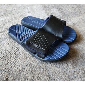 Speedo Slide Sandals Unisex Men Sz 9 Blue Waterproof Adjustable Strap Slip On